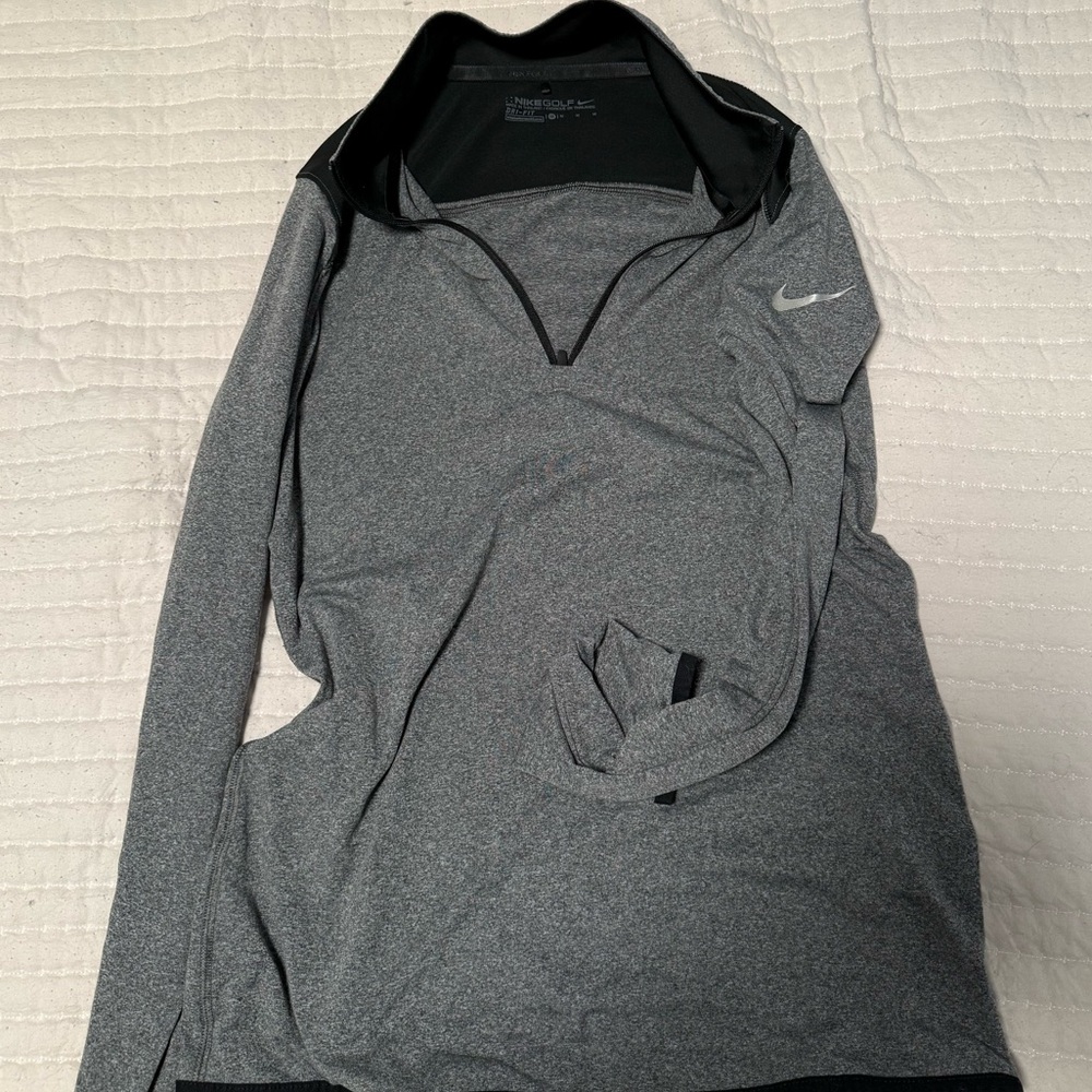 Nike Black and Gray Quarter-Zip Top